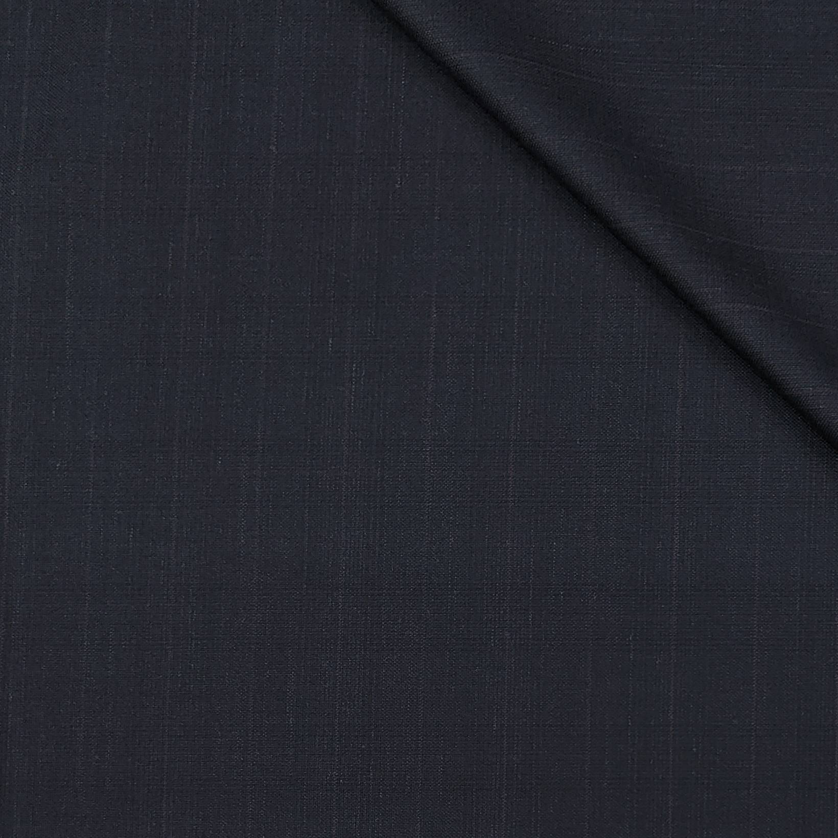 Trouser Fabric Canetti Italy Luxury 100s Wool Blended Stretchable Check Colour Carbon Blue